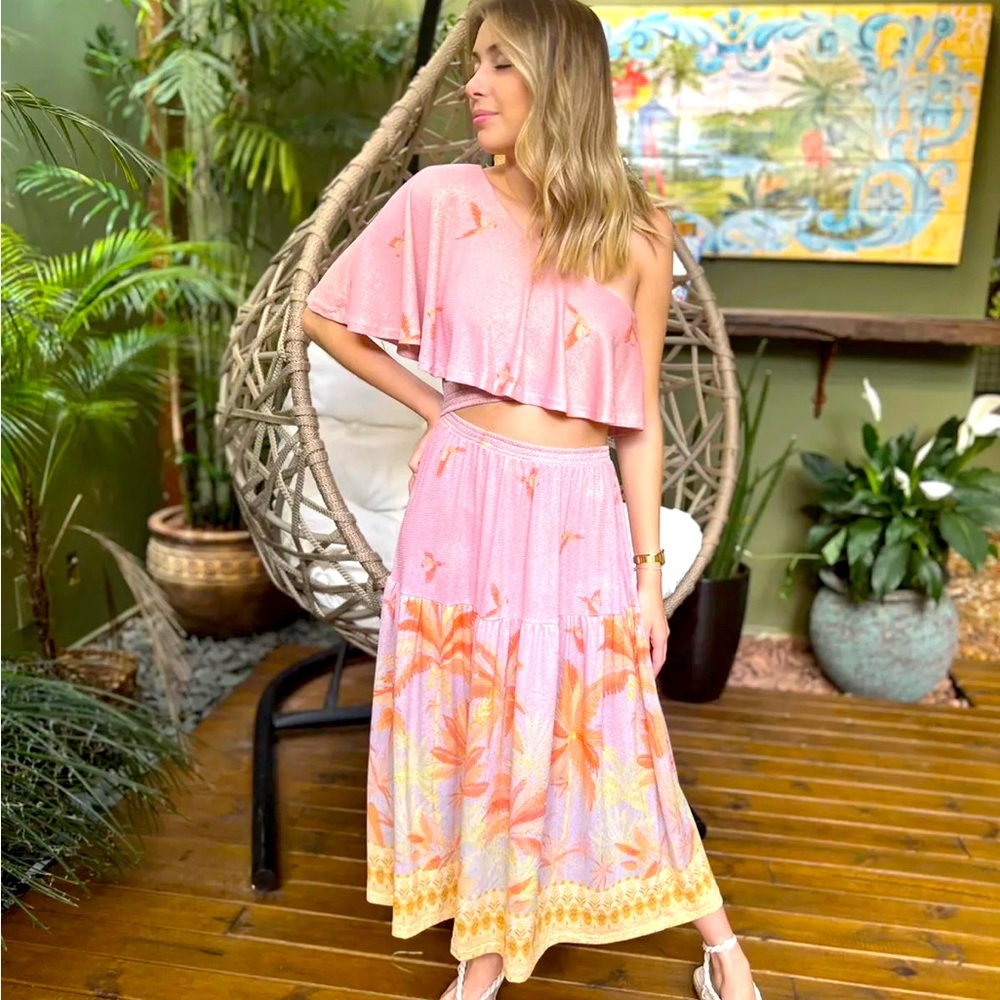 Set of skirt and Top that makes a DRESS from FARM RIO BRASIL. Sparkling fabric.